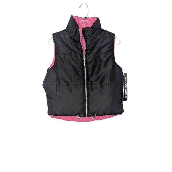 Cali 1850 Jackets & Blazers - NWT Cali 1850 Cropped Black/Pink Reversible Puffer Vest - SZ - XS